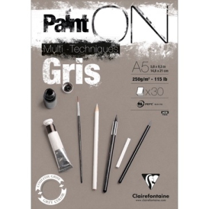 Blocco Clairefontaine Paint On Gris 250gr